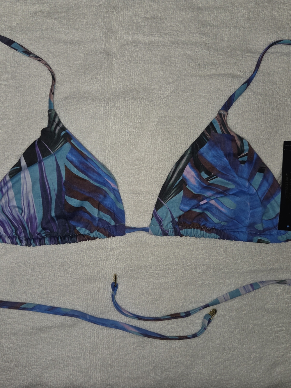 Victoria's Secret Blue Palm Triangle Bikini Top